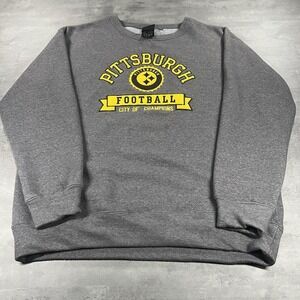 Pittsburgh Steelers Sweater Adult Large Gray Sweatshirt Crewneck Fleece Spellout